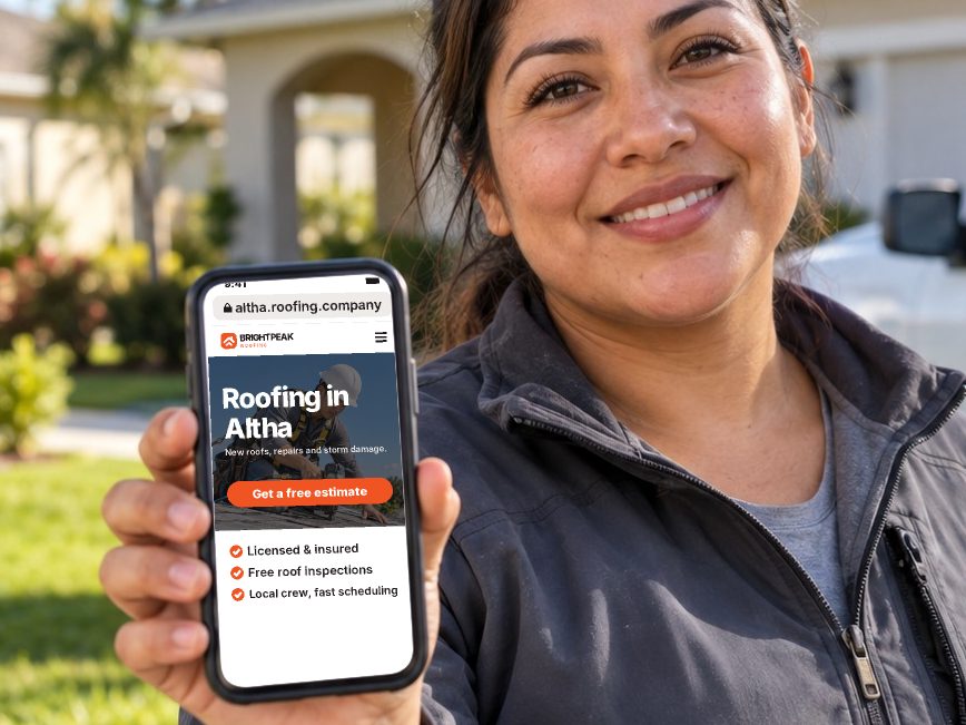 altha.roofing.company open in a phone browser